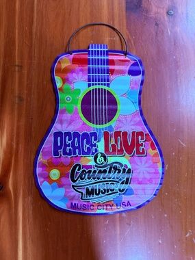 Galvanized metal Nashville guitar hanging NWT